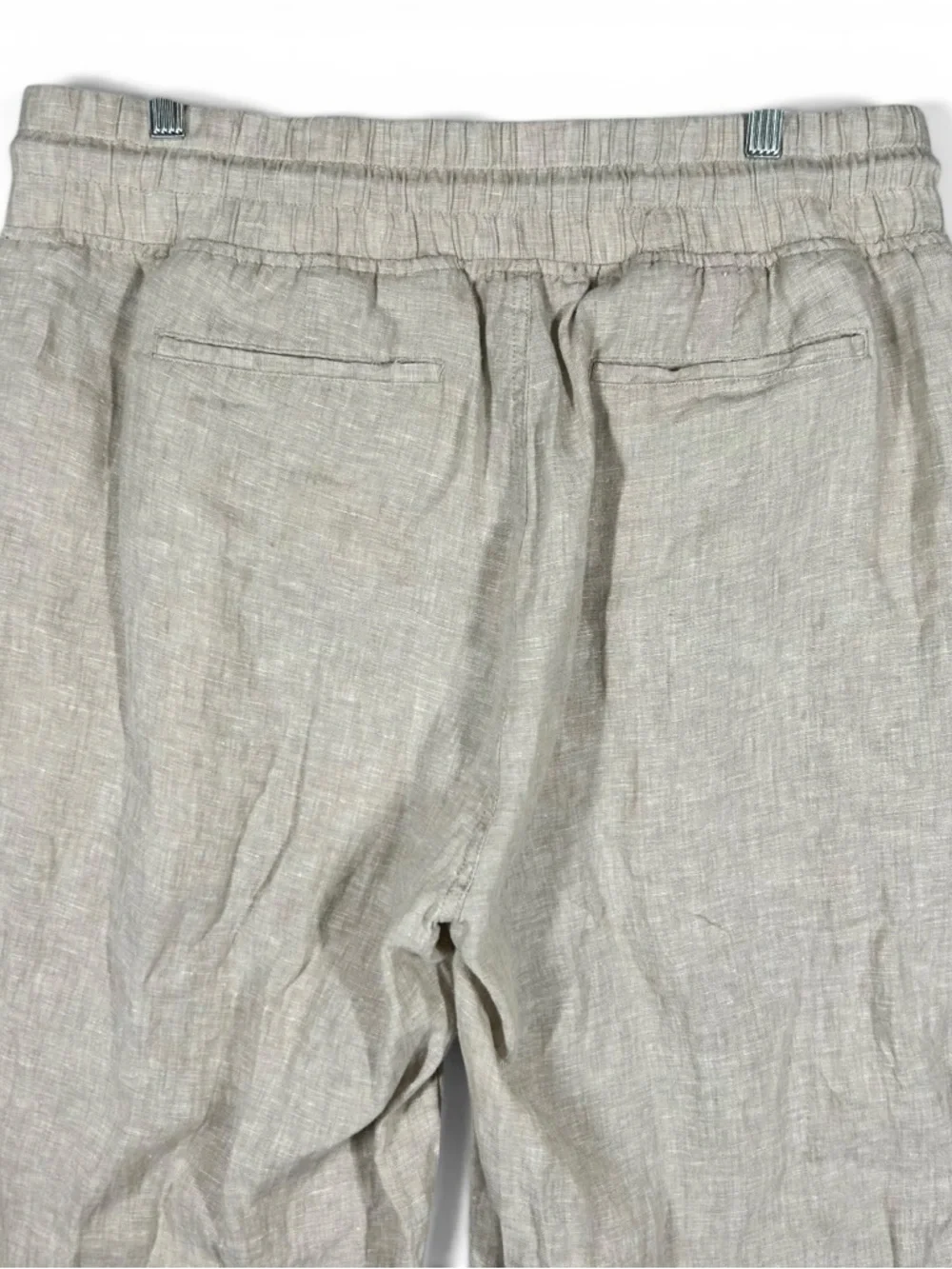 Quince Beige Drawstring Linen-Blend Trousers